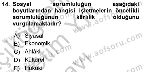 İş Hayatında Standartlar Dersi 2018 - 2019 Yılı Yaz Okulu Sınav Soruları 14. Soru