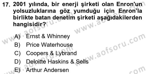 İş Hayatında Standartlar Dersi 2018 - 2019 Yılı Yaz Okulu Sınav Soruları 17. Soru