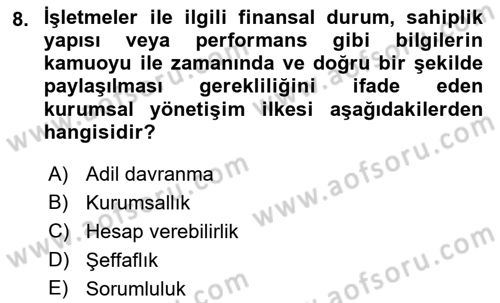 İş Hayatında Standartlar Dersi 2018 - 2019 Yılı Yaz Okulu Sınav Soruları 8. Soru