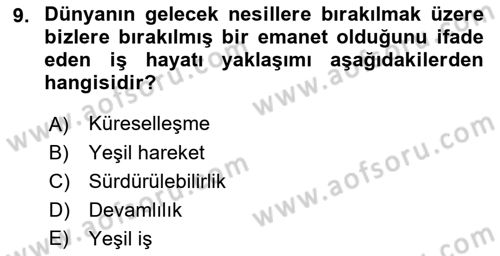 İş Hayatında Standartlar Dersi 2018 - 2019 Yılı Yaz Okulu Sınav Soruları 9. Soru