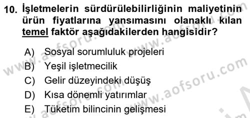 İş Hayatında Standartlar Dersi 2020 - 2021 Yılı Yaz Okulu Sınav Soruları 10. Soru
