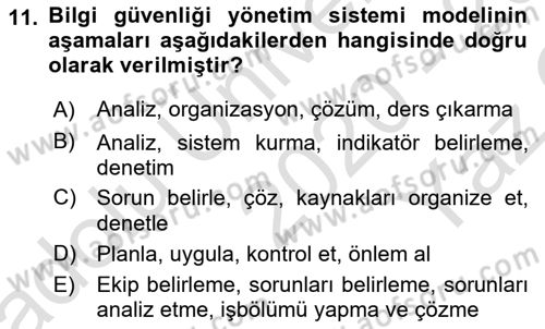 İş Hayatında Standartlar Dersi 2020 - 2021 Yılı Yaz Okulu Sınav Soruları 11. Soru