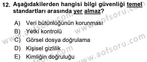İş Hayatında Standartlar Dersi 2020 - 2021 Yılı Yaz Okulu Sınav Soruları 12. Soru