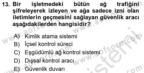 İş Hayatında Standartlar Dersi 2020 - 2021 Yılı Yaz Okulu Sınav Soruları 13. Soru