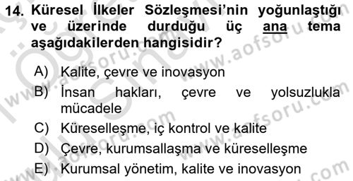 İş Hayatında Standartlar Dersi 2020 - 2021 Yılı Yaz Okulu Sınav Soruları 14. Soru