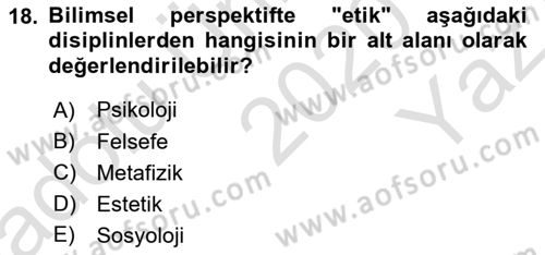 İş Hayatında Standartlar Dersi 2020 - 2021 Yılı Yaz Okulu Sınav Soruları 18. Soru