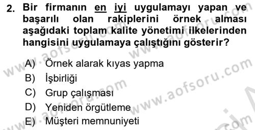 İş Hayatında Standartlar Dersi 2020 - 2021 Yılı Yaz Okulu Sınav Soruları 2. Soru