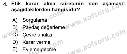 İş Hayatında Standartlar Dersi 2020 - 2021 Yılı Yaz Okulu Sınav Soruları 4. Soru