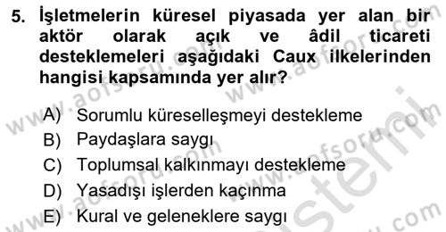 İş Hayatında Standartlar Dersi 2020 - 2021 Yılı Yaz Okulu Sınav Soruları 5. Soru
