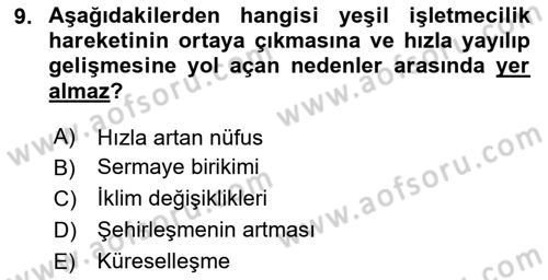 İş Hayatında Standartlar Dersi 2020 - 2021 Yılı Yaz Okulu Sınav Soruları 9. Soru