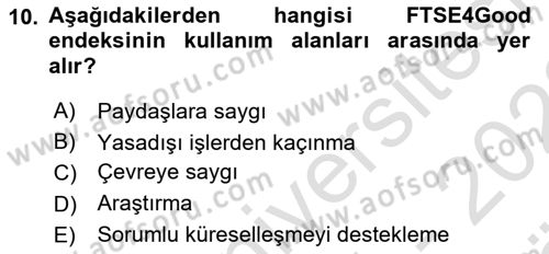 İş Hayatında Standartlar Dersi 2021 - 2022 Yılı (Vize) Ara Sınav Soruları 10. Soru