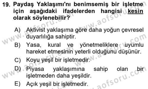 İş Hayatında Standartlar Dersi 2021 - 2022 Yılı (Vize) Ara Sınav Soruları 19. Soru