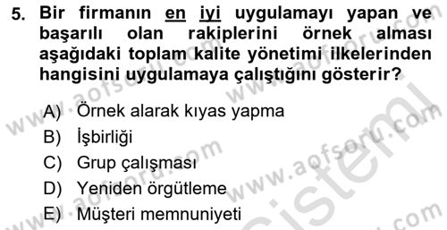 İş Hayatında Standartlar Dersi 2021 - 2022 Yılı (Vize) Ara Sınav Soruları 5. Soru