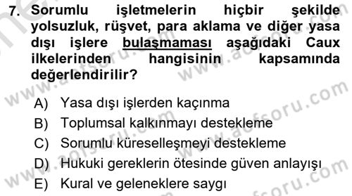 İş Hayatında Standartlar Dersi 2021 - 2022 Yılı (Vize) Ara Sınav Soruları 7. Soru