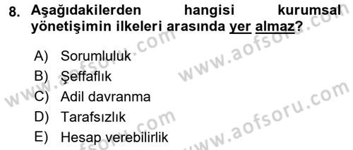 İş Hayatında Standartlar Dersi 2021 - 2022 Yılı (Vize) Ara Sınav Soruları 8. Soru