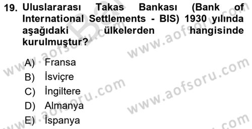 İş Hayatında Standartlar Dersi 2021 - 2022 Yılı (Final) Dönem Sonu Sınavı 19. Soru