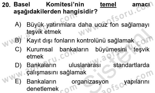 İş Hayatında Standartlar Dersi 2021 - 2022 Yılı (Final) Dönem Sonu Sınavı 20. Soru