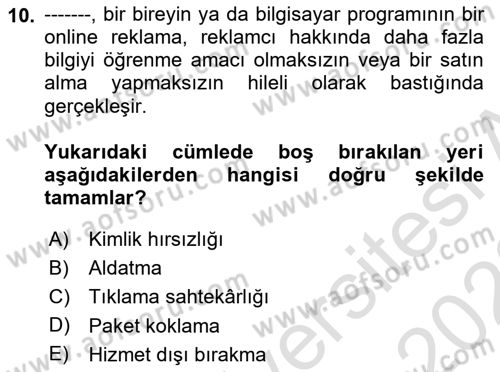 İş Hayatında Standartlar Dersi 2021 - 2022 Yılı Yaz Okulu Sınav Soruları 10. Soru