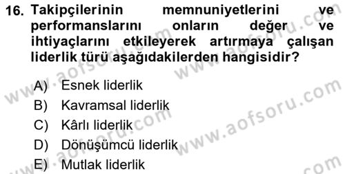 İş Hayatında Standartlar Dersi 2021 - 2022 Yılı Yaz Okulu Sınav Soruları 16. Soru