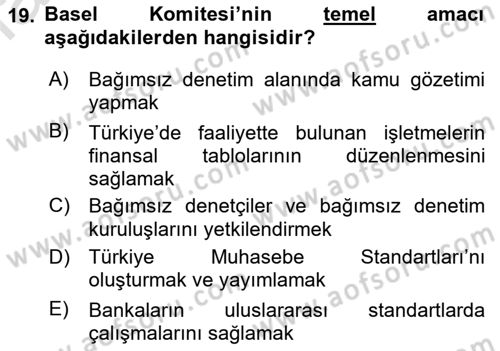 İş Hayatında Standartlar Dersi 2021 - 2022 Yılı Yaz Okulu Sınav Soruları 19. Soru