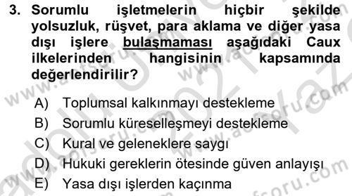 İş Hayatında Standartlar Dersi 2021 - 2022 Yılı Yaz Okulu Sınav Soruları 3. Soru