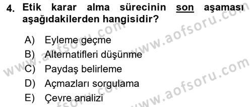 İş Hayatında Standartlar Dersi 2021 - 2022 Yılı Yaz Okulu Sınav Soruları 4. Soru