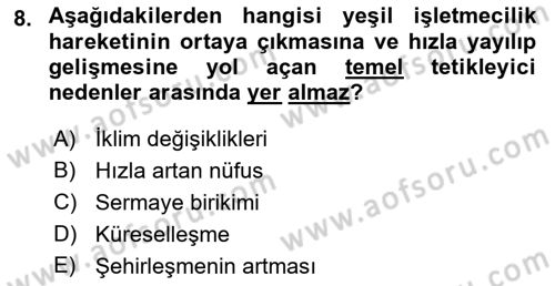 İş Hayatında Standartlar Dersi 2021 - 2022 Yılı Yaz Okulu Sınav Soruları 8. Soru
