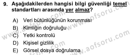 İş Hayatında Standartlar Dersi 2021 - 2022 Yılı Yaz Okulu Sınav Soruları 9. Soru