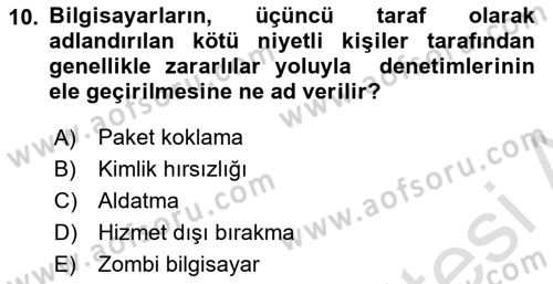 İş Hayatında Standartlar Dersi 2022 - 2023 Yılı Yaz Okulu Sınav Soruları 10. Soru