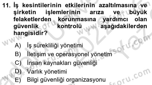 İş Hayatında Standartlar Dersi 2022 - 2023 Yılı Yaz Okulu Sınav Soruları 11. Soru