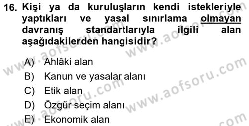 İş Hayatında Standartlar Dersi 2022 - 2023 Yılı Yaz Okulu Sınav Soruları 16. Soru