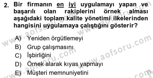 İş Hayatında Standartlar Dersi 2022 - 2023 Yılı Yaz Okulu Sınav Soruları 2. Soru