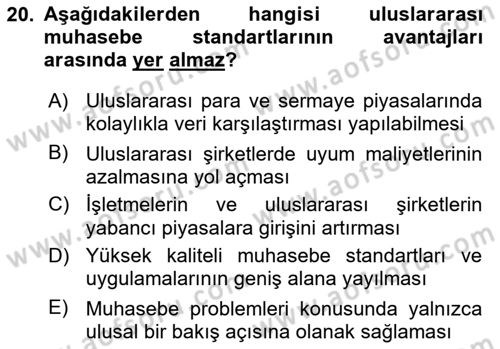 İş Hayatında Standartlar Dersi 2022 - 2023 Yılı Yaz Okulu Sınav Soruları 20. Soru