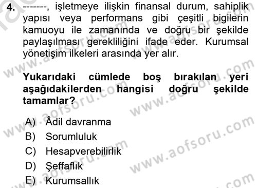 İş Hayatında Standartlar Dersi 2022 - 2023 Yılı Yaz Okulu Sınav Soruları 4. Soru