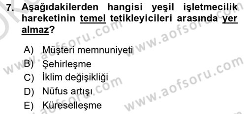İş Hayatında Standartlar Dersi 2022 - 2023 Yılı Yaz Okulu Sınav Soruları 7. Soru