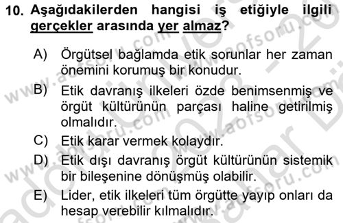 İş Hayatında Standartlar Dersi 2023 - 2024 Yılı (Vize) Ara Sınav Soruları 10. Soru