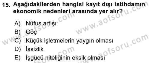 İş Hayatında Standartlar Dersi 2023 - 2024 Yılı (Vize) Ara Sınav Soruları 15. Soru