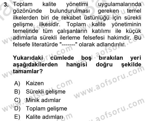 İş Hayatında Standartlar Dersi 2023 - 2024 Yılı (Vize) Ara Sınav Soruları 3. Soru