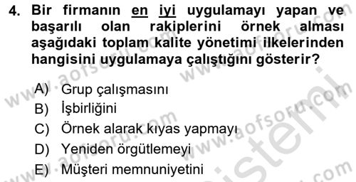 İş Hayatında Standartlar Dersi 2023 - 2024 Yılı (Vize) Ara Sınav Soruları 4. Soru