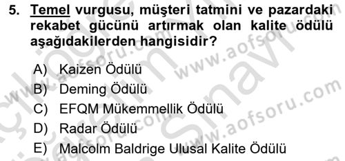 İş Hayatında Standartlar Dersi 2023 - 2024 Yılı (Vize) Ara Sınav Soruları 5. Soru