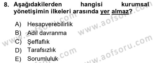 İş Hayatında Standartlar Dersi 2023 - 2024 Yılı (Vize) Ara Sınav Soruları 8. Soru