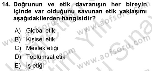 İş Hayatında Standartlar Dersi 2023 - 2024 Yılı (Final) Dönem Sonu Sınav Soruları 14. Soru