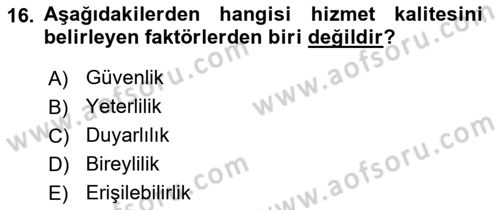 İş Hayatında Standartlar Dersi 2023 - 2024 Yılı (Final) Dönem Sonu Sınav Soruları 16. Soru