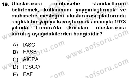 İş Hayatında Standartlar Dersi 2023 - 2024 Yılı (Final) Dönem Sonu Sınav Soruları 19. Soru