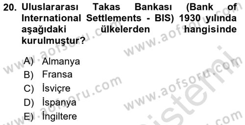 İş Hayatında Standartlar Dersi 2023 - 2024 Yılı (Final) Dönem Sonu Sınav Soruları 20. Soru