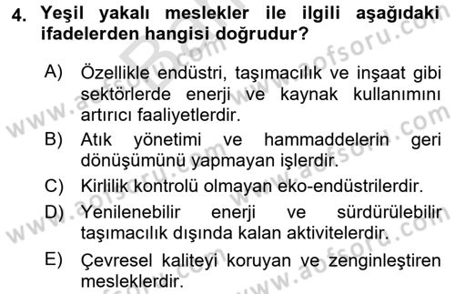 İş Hayatında Standartlar Dersi 2023 - 2024 Yılı (Final) Dönem Sonu Sınav Soruları 4. Soru