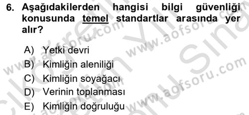 İş Hayatında Standartlar Dersi 2023 - 2024 Yılı (Final) Dönem Sonu Sınav Soruları 6. Soru