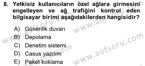 İş Hayatında Standartlar Dersi 2023 - 2024 Yılı (Final) Dönem Sonu Sınav Soruları 8. Soru