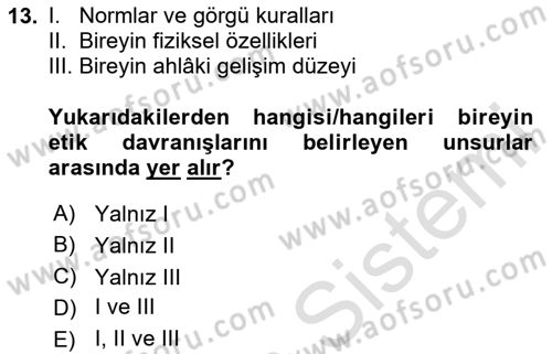 İş Hayatında Standartlar Dersi 2023 - 2024 Yılı Yaz Okulu Sınav Soruları 13. Soru