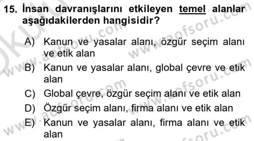 İş Hayatında Standartlar Dersi 2023 - 2024 Yılı Yaz Okulu Sınav Soruları 15. Soru